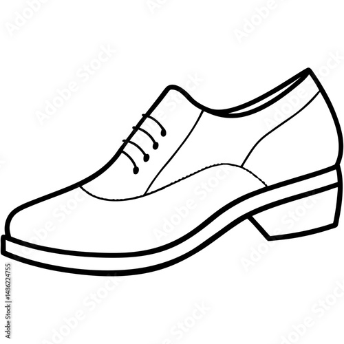 Classic Mens Oxford Shoe Line Art Illustration