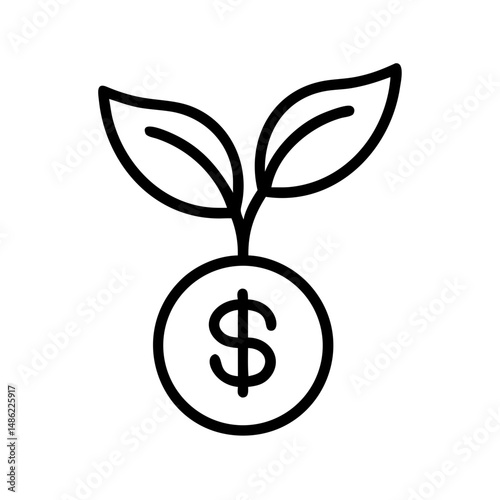 Dollar Coin with Leaf Icon Representing Eco Investment and Sustainable Finance