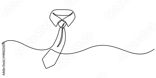 Continuous line drawing of a Tie, Necktie icon, Hand Drawn Tie Icon with Editable Stroke, Concept Men's Day card Continuous line style, One line drawing of a Tie, one continuous  drawing of work tie.