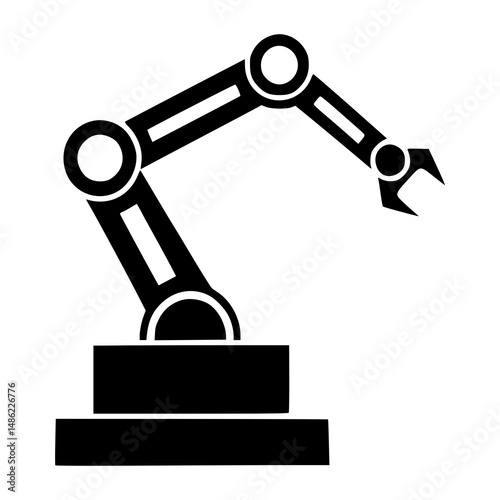 Industrial Robotic Arm Icon for Automation, Engineering, Factory Technology, Smart Manufacturing, Robotics Design, CNC Machine Tools, AI Systems, and Tech Presentations