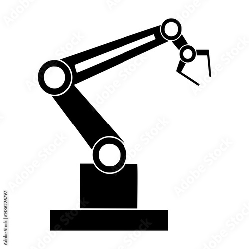 Industrial Robotic Arm Icon for Automation, Engineering, Factory Technology, Smart Manufacturing, Robotics Design, CNC Machine Tools, AI Systems, and Tech Presentations