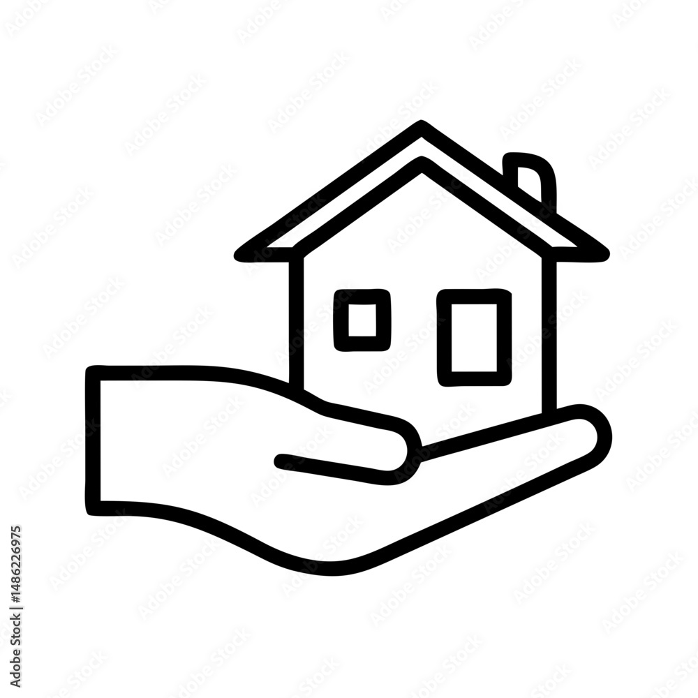 Hand Holding House Icon Representing Property Insurance and Home Protection Hand Holding House Icon Representing Property Insurance and Home Protection