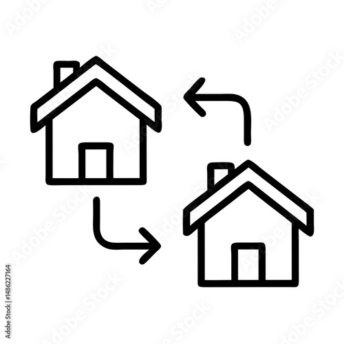 House Exchange Icon Representing Property Swap and Real Estate Trade