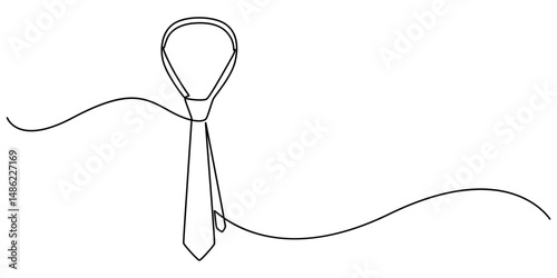 Continuous line drawing of a Tie, Necktie icon, Hand Drawn Tie Icon with Editable Stroke, Concept Men's Day card Continuous line style, One line drawing of a Tie, one continuous  drawing of work tie.