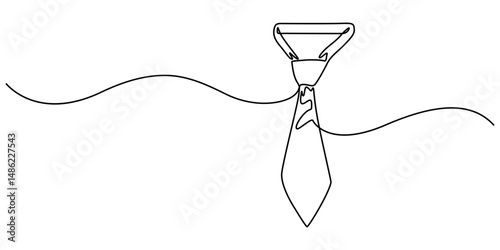 Continuous line drawing of a Tie, Necktie icon, Hand Drawn Tie Icon with Editable Stroke, Concept Men's Day card Continuous line style, One line drawing of a Tie, one continuous  drawing of work tie.