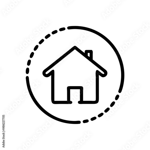 House Inside Circle Icon Representing Homeownership and Residential Property