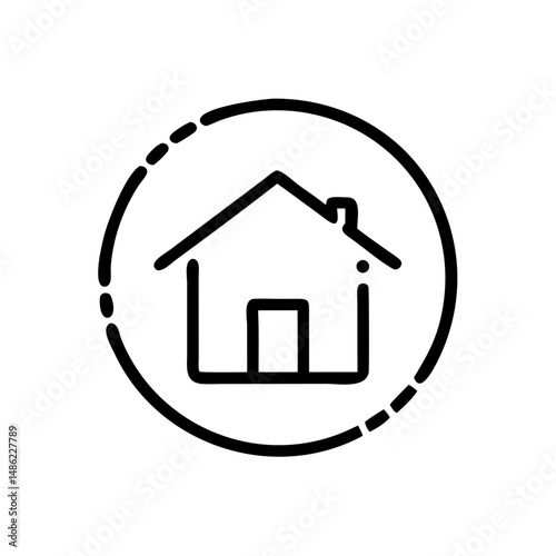 House Inside Circle Icon Representing Homeownership and Residential Property