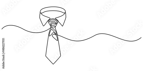 Continuous line drawing of a Tie, Necktie icon, Hand Drawn Tie Icon with Editable Stroke, Concept Men's Day card Continuous line style, One line drawing of a Tie, one continuous  drawing of work tie.