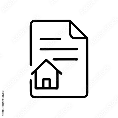 House with Document Icon Representing Property Ownership and Legal Documentation

