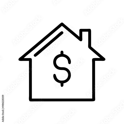 House with Dollar Symbol Icon Representing Home Value and Financial Investment