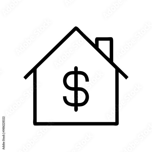 House with Dollar Symbol Icon Representing Home Value and Financial Investment