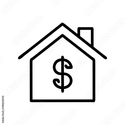 House with Dollar Symbol Icon Representing Property Value and Real Estate Investment