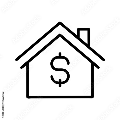 House with Dollar Symbol Icon Representing Property Value and Real Estate Investment
