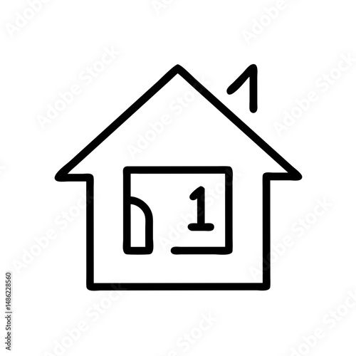 House with Floor Number Icon Representing Property Levels and Building Structure