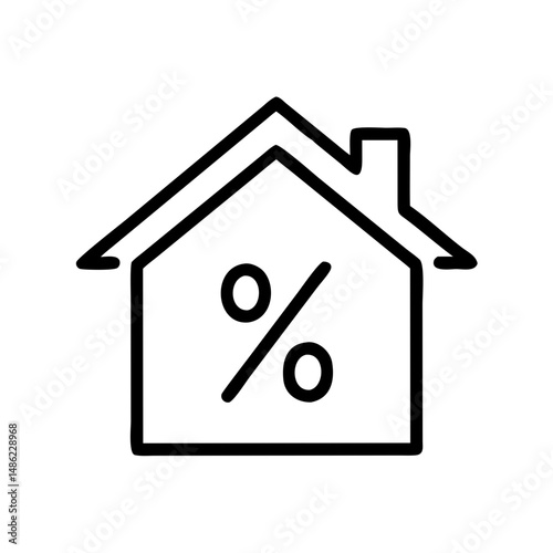House with Percentage Icon Representing Interest Rate and Property Financing