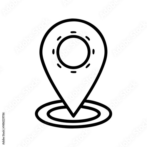 Map Marker with Circular Base Icon Representing Location and Navigation Point