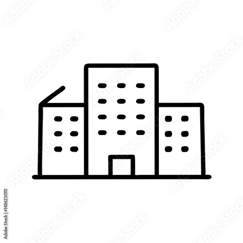 Multiple Story Building Icon Representing Urban Development and City Architecture