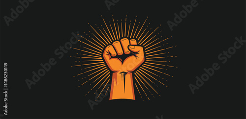 Revolution Hand with clenched fist vector illustration, Hand raised Proletarian Revolution, Freedom sign and protest symbol