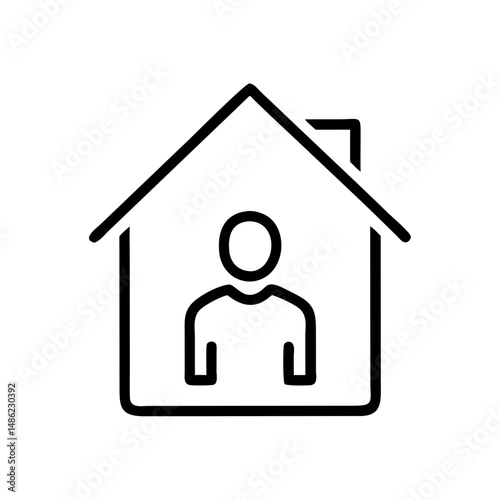 Person Inside House Icon Representing Home Occupant and Residential Living