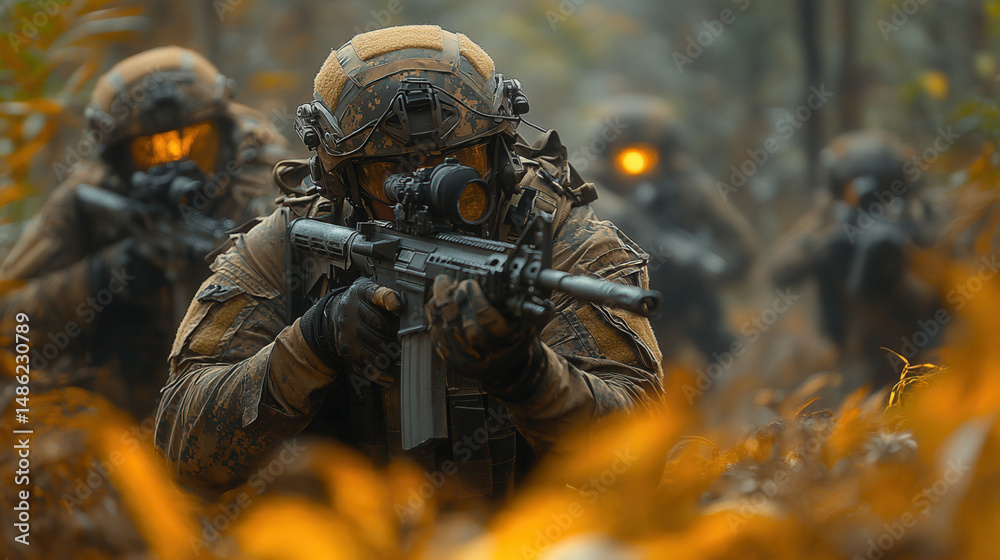 Military personnel covering each other during a tense rescue operation amid explosions and gunfire, intense battlefield action, teamwork under fire, Military personnel covering each other during a tense rescue operation amid explosions and gunfire, intense battlefield action, teamwork under fire,