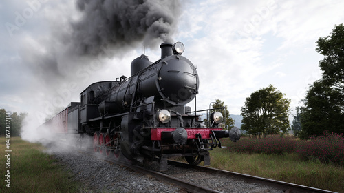 Black steam engine train.