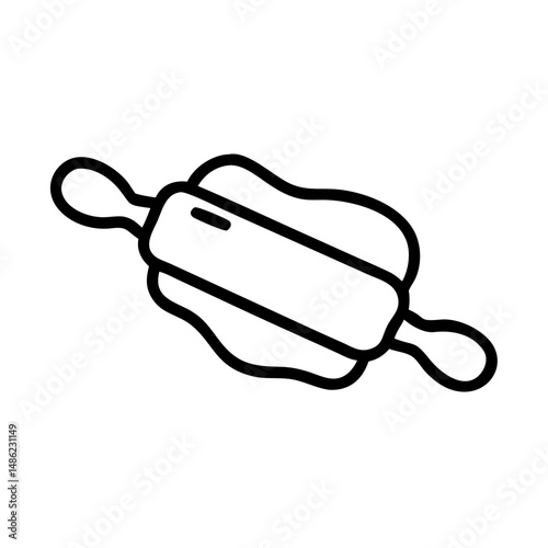 Rolling Pin with Dough Icon Representing Baking and Pastry Preparation