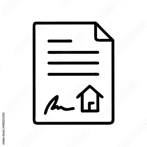 Signed Document Icon Representing Property Agreement and Legal Contract