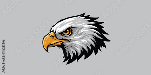 Bald Eagle Head Mascot vector illustration front view. suitable for esport logos, tattoos, stickers, t-shirts and others