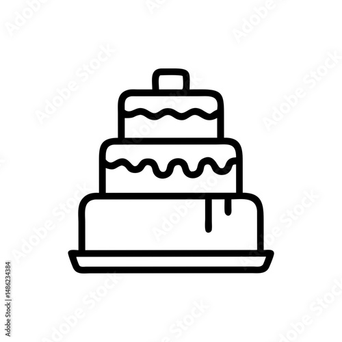 Tiered Cake on Stand Icon for Event Display and Celebration Desserts

