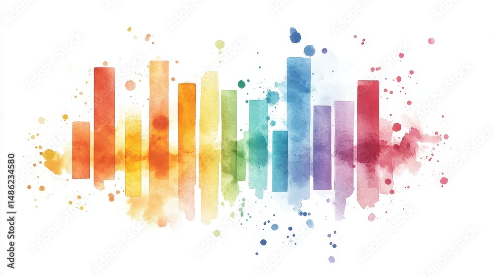 Fototapeta premium Business analytics flat design side view technology theme watercolor Triadic Color Scheme. 