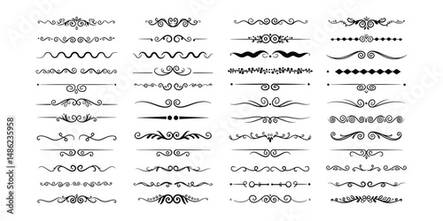 Wallpaper Mural "Vintage Decorative Divider and Border Elements Set – Elegant Hand-Drawn Flourishes and Swirls" Torontodigital.ca