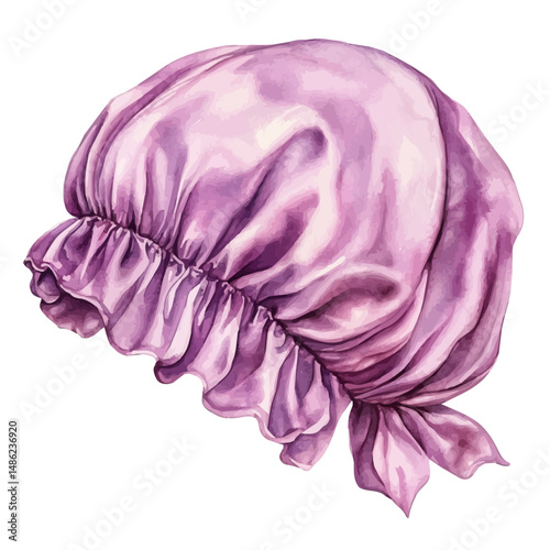 watercolor of Silk Hair Bonnet, vector high quality, isolated on a white background.