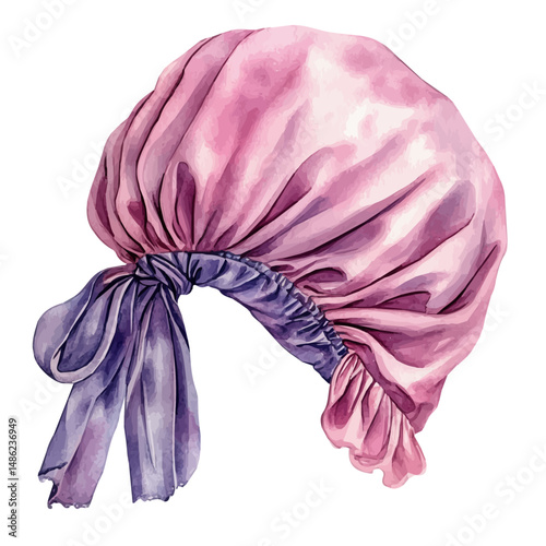 Silk Hair Bonnet, watercolor vector, high quality, isolated on a white background.