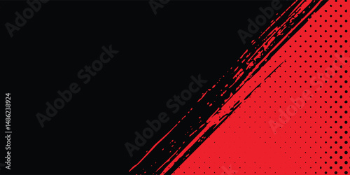 Grunge texture effect background. Distressed rough dark abstract textured. Black isolated on red. Graphic design element vintage style  sport arts