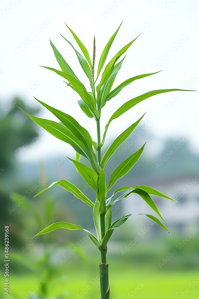 Fototapeta premium Lush green plant with broad leaves