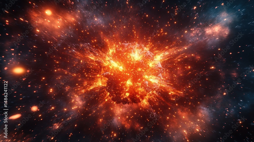 Fototapeta premium Exploding virus particle, covid, representing hope and transformation. 