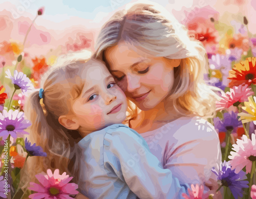 mothers-day-floral-portrait-of-a-loving-mother-and-daughter-in-a-field-of-colorful-flowers-family-love-and-tenderness-mothers-day-celebration