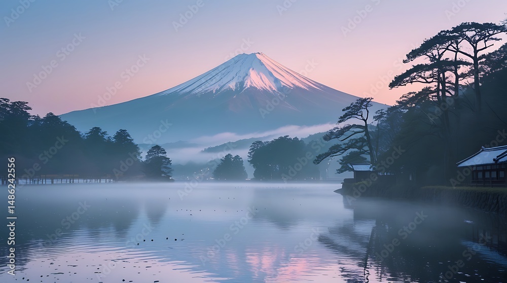 Fototapeta premium mt fuji at sunset