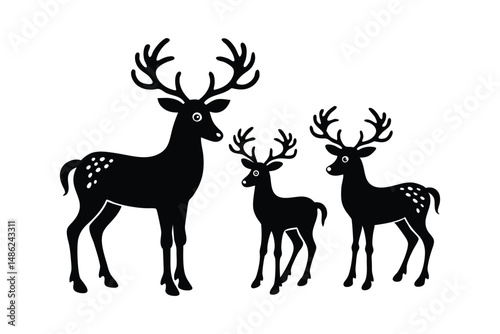 Christmas Reindeer Silhouette Festive Holiday art Design 