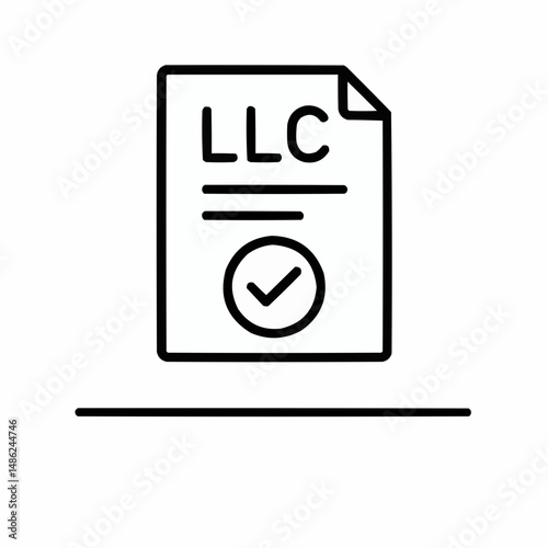 Minimal paper document with “LLC” header and checkmark — official registration.