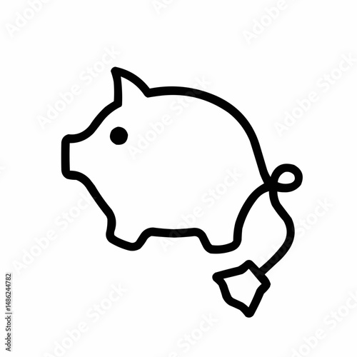 Minimal piggy bank deflating like a balloon — value erosion.
