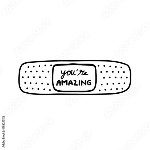 hand drawn of bandaid with the simple affirmation 