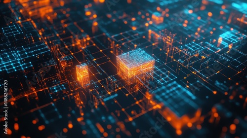 Logistics network flat design side view global supply chain theme 3D render Complementary Color Scheme.