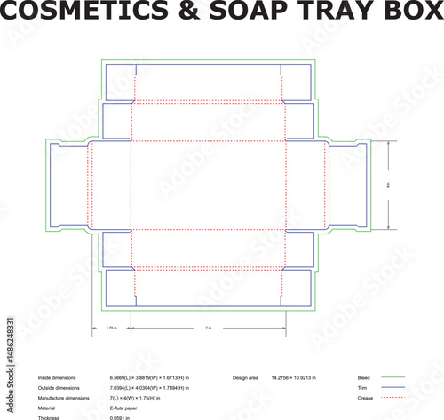 Cosmetics Soap Tray Box Packaging Design Template Diagram