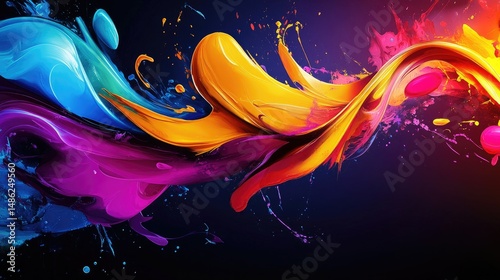 Abstract digital artwork featuring vibrant,