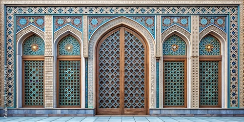 front view muslim square ornamentle window, without shadows generate ai	
