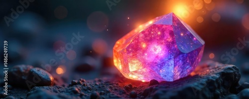 A close-up shot of a glowing, multifaceted crystal symbolizing the multifaceted nature of energy healing and well-being, radiating a calming, vibrant aura , radiance, positive energy