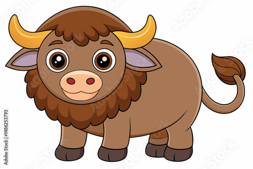 buffalo cartoon vector on white background