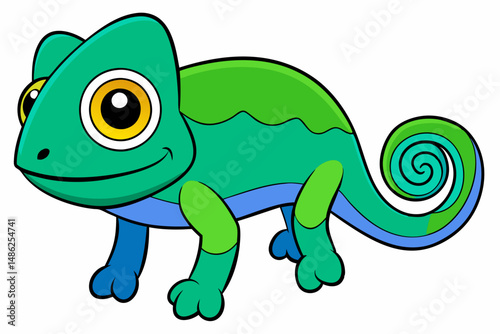 chameleon vector on white background