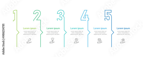 5 step line infographic element. Vector line number with line style and icons suitable for business information and presentation.